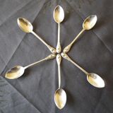 6 silver mocha spoons, 2 punches
