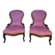 Pair of Louis Philippe armchairs in walnut and pink velvet.