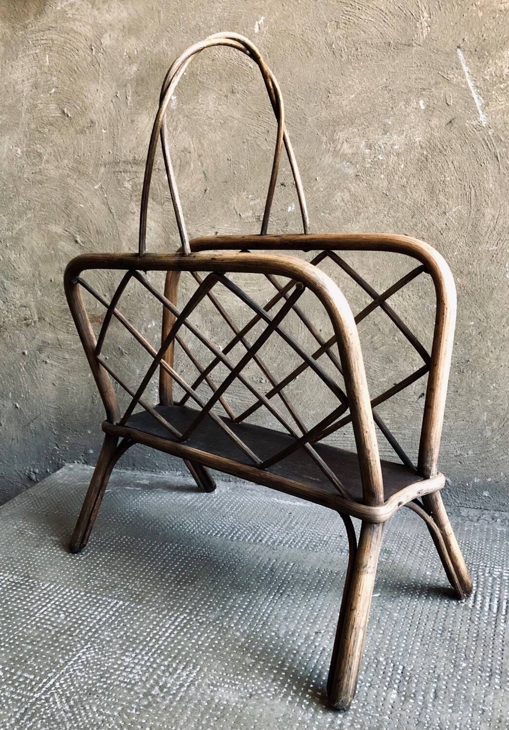 Vintage rattan magazine rack