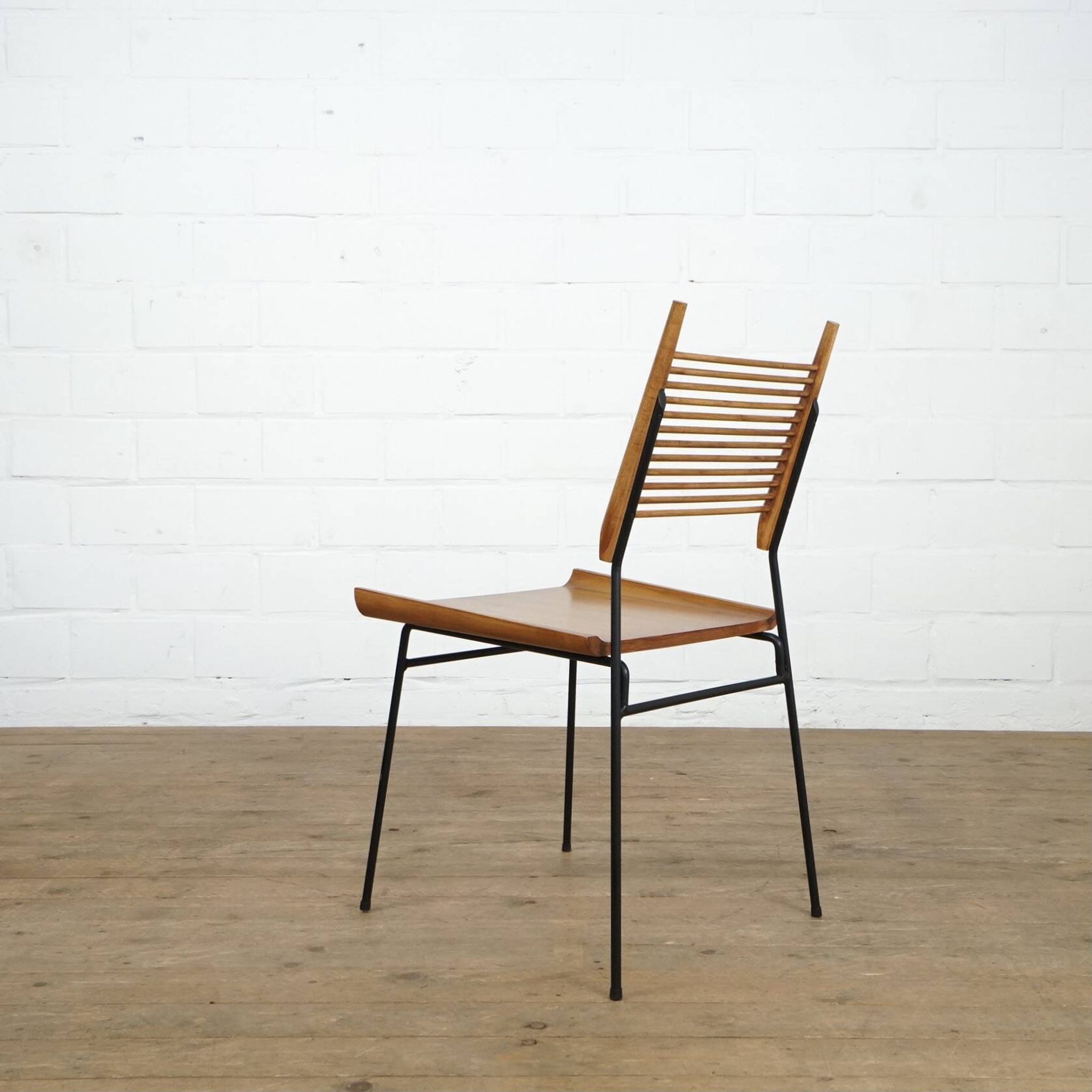 Set of 6 Maple and iron "Shovel" chairs by Paul Mccob