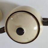 HBCM Sugar Bowl and Milk Jug Duo - Vintage Cream and Brown Earthenware
