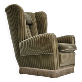 1960s, Danish highback relax armchair, original condition, green furniture velour.