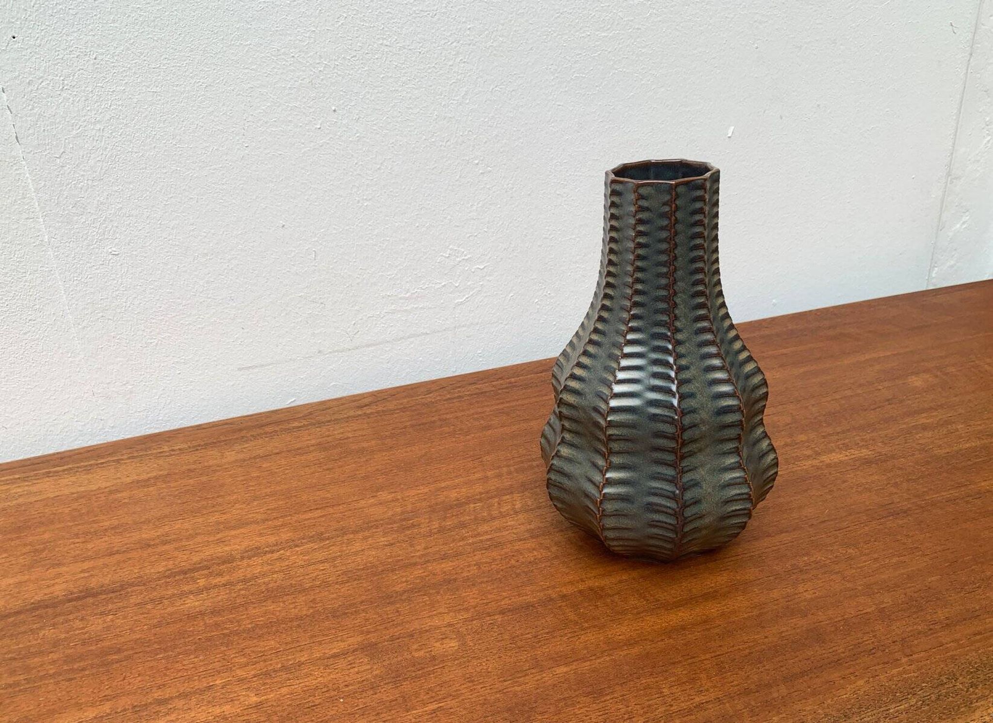 Vintage German brutalist ceramic gourd vase by Heinrich Fuchs for Luisenburg, 1970s.