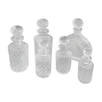 6 molded glass toilet bottles