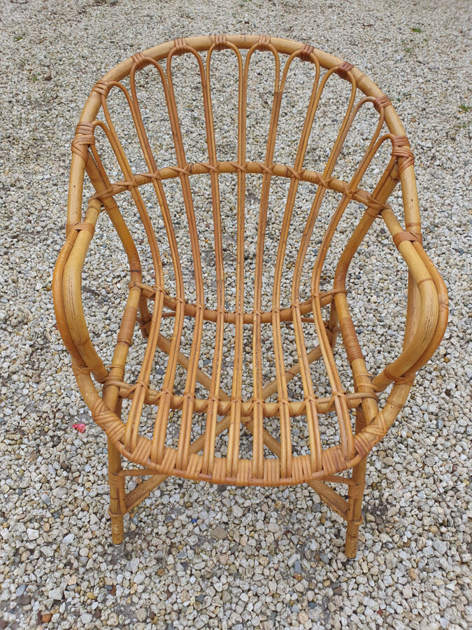 Rattan armchair 70'S
