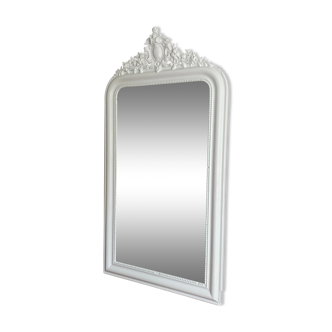 Miroir fin 19ème avec fronton décoré - 130x70cm