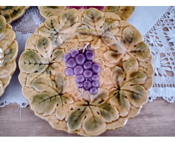 Set Of 9 Dessert Plates In Barbotine Sarreguemines France Decor Fruits Selency Set Of 9 Dessert Plates In Barbotine Sarreguemines France Decor Fruits Selency