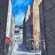 Painting by Dominique Brochard "Domi" – Street Scene – 1967