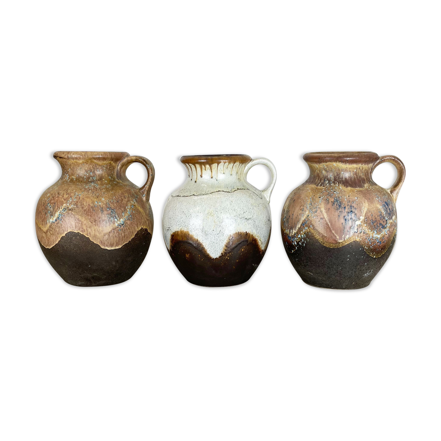 Set of 3 Rare Ceramic Pottery "Lava" Vases by Dümler and Breiden, Germany, 1960s