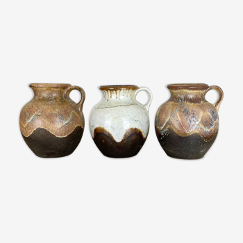 Set of 3 Rare Ceramic Pottery "Lava" Vases by Dümler and Breiden, Germany, 1960s