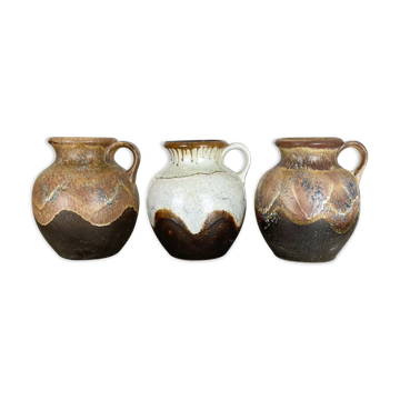 Set of 3 Rare Ceramic Pottery "Lava" Vases by Dümler and Breiden, Germany, 1960s