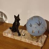 Art deco dog lamp and glass globe