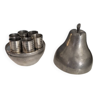 Vintage metal liqueur service or set