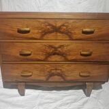 Art Deco chest of drawers in walnut magnifying glass with whiskers