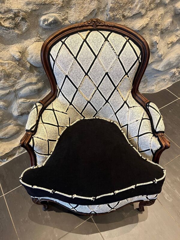 Fauteuil bergère, restauration complète traditionnelle