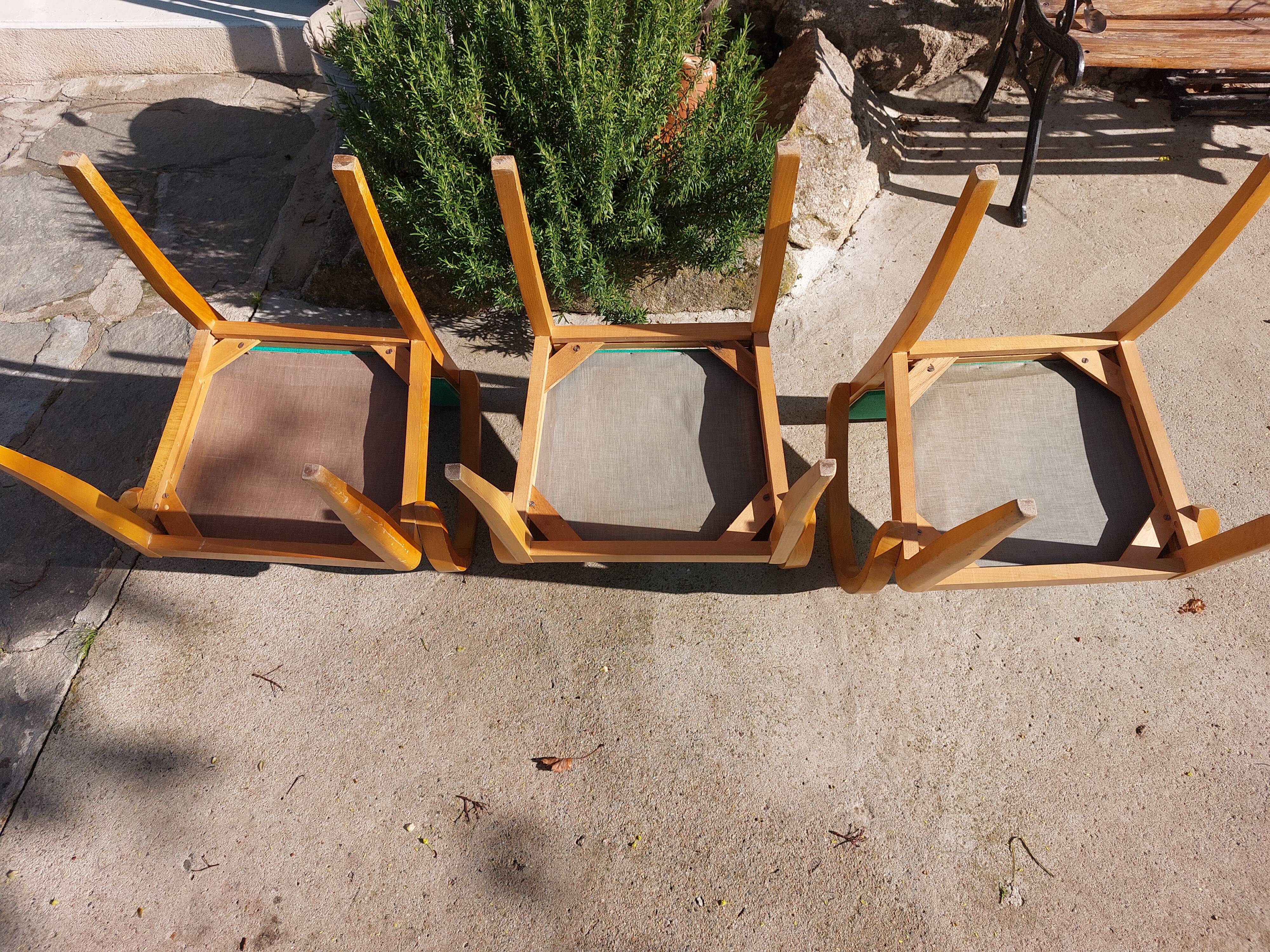 3 vintage design bridge armchairs, rounded armrests