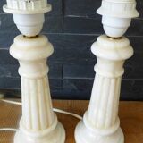 Set of 2 off-white alabaster lamp bases