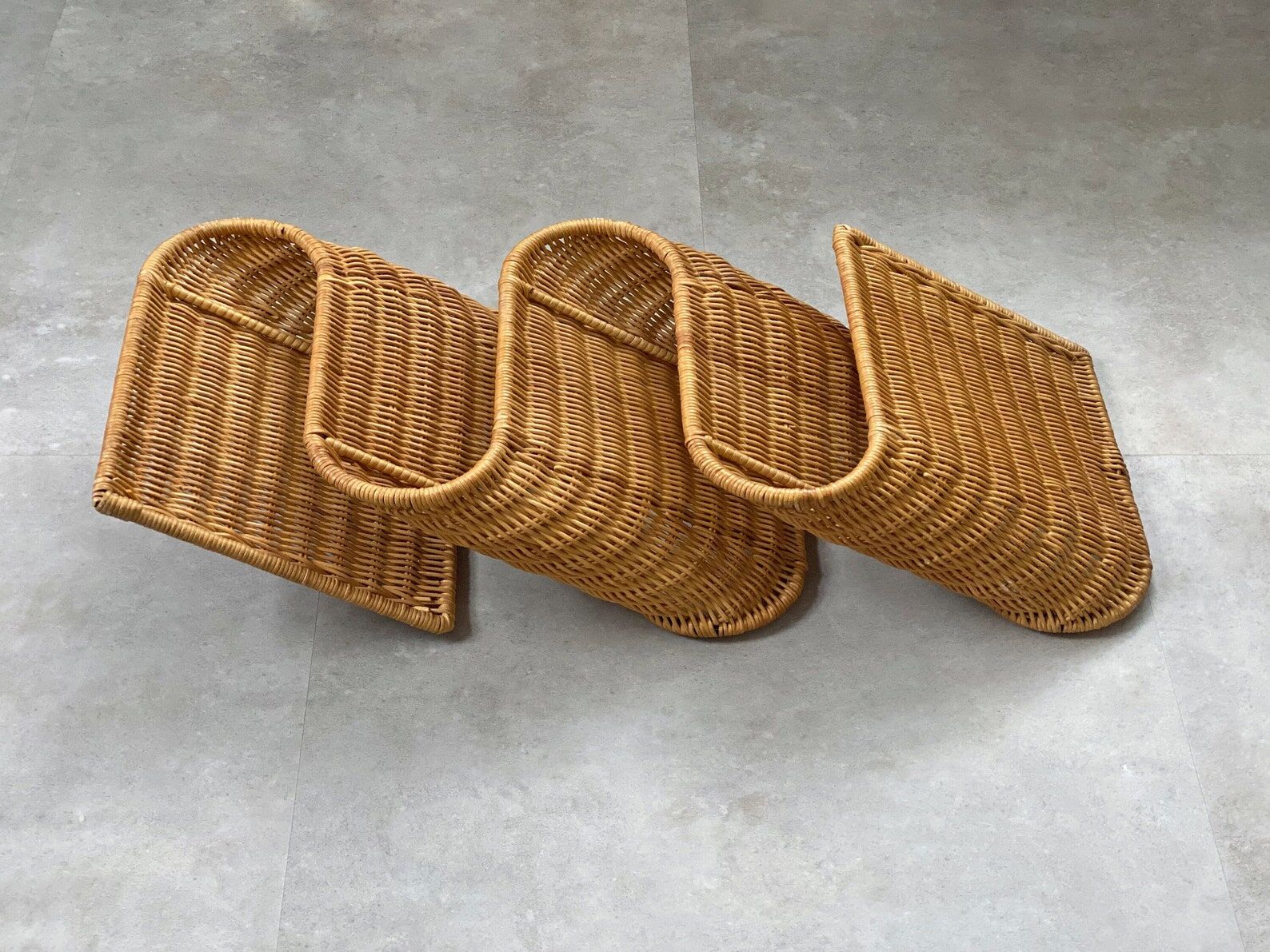 Mid Century Italian rattan, wicker wall magazine rack