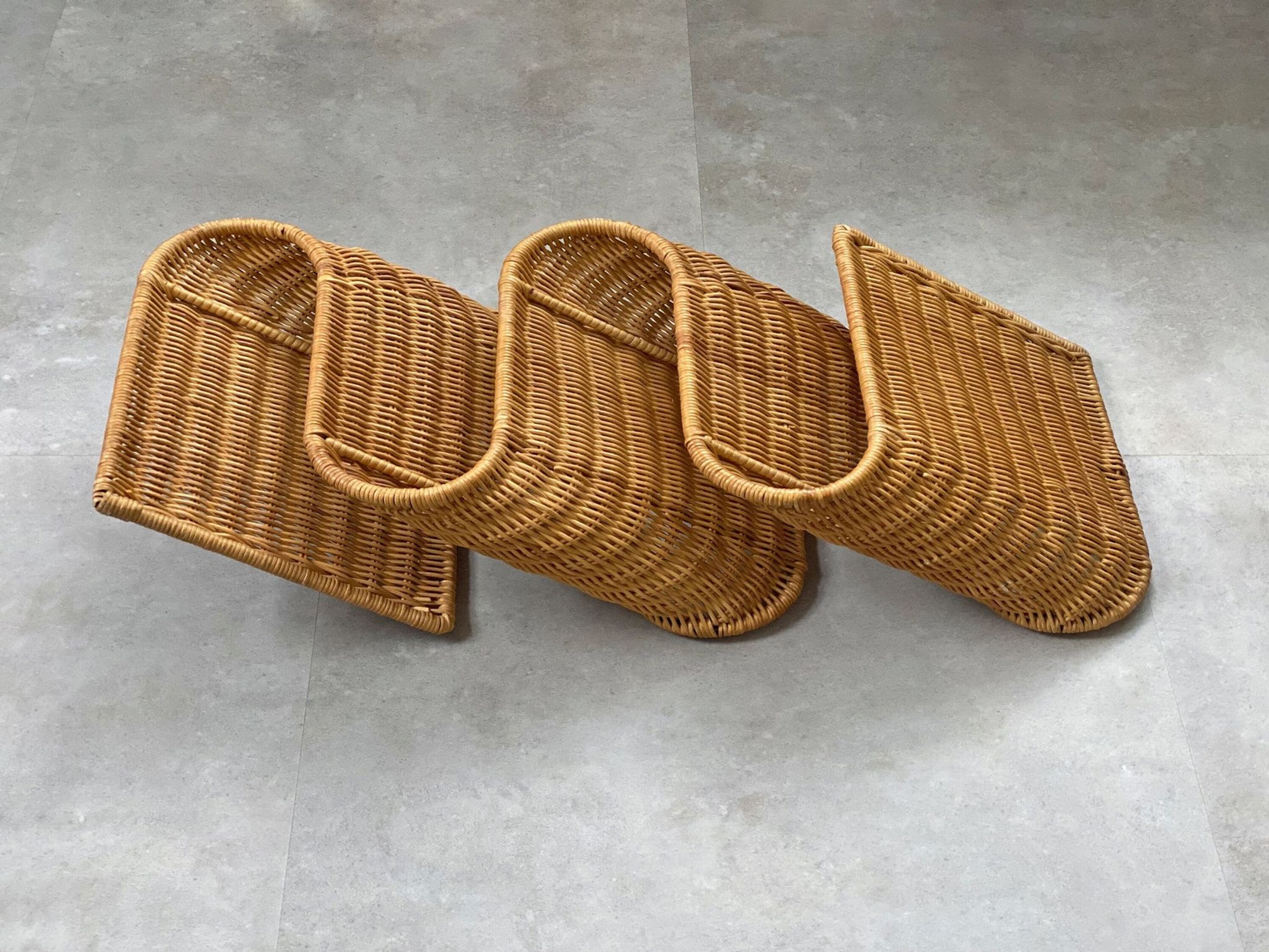 Mid Century Italian rattan, wicker wall magazine rack