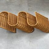 Mid Century Italian rattan, wicker wall magazine rack