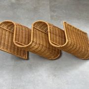 Mid Century Italian rattan, wicker wall magazine rack