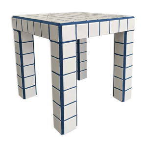 table basse carreaux blanc en céramique, tile table