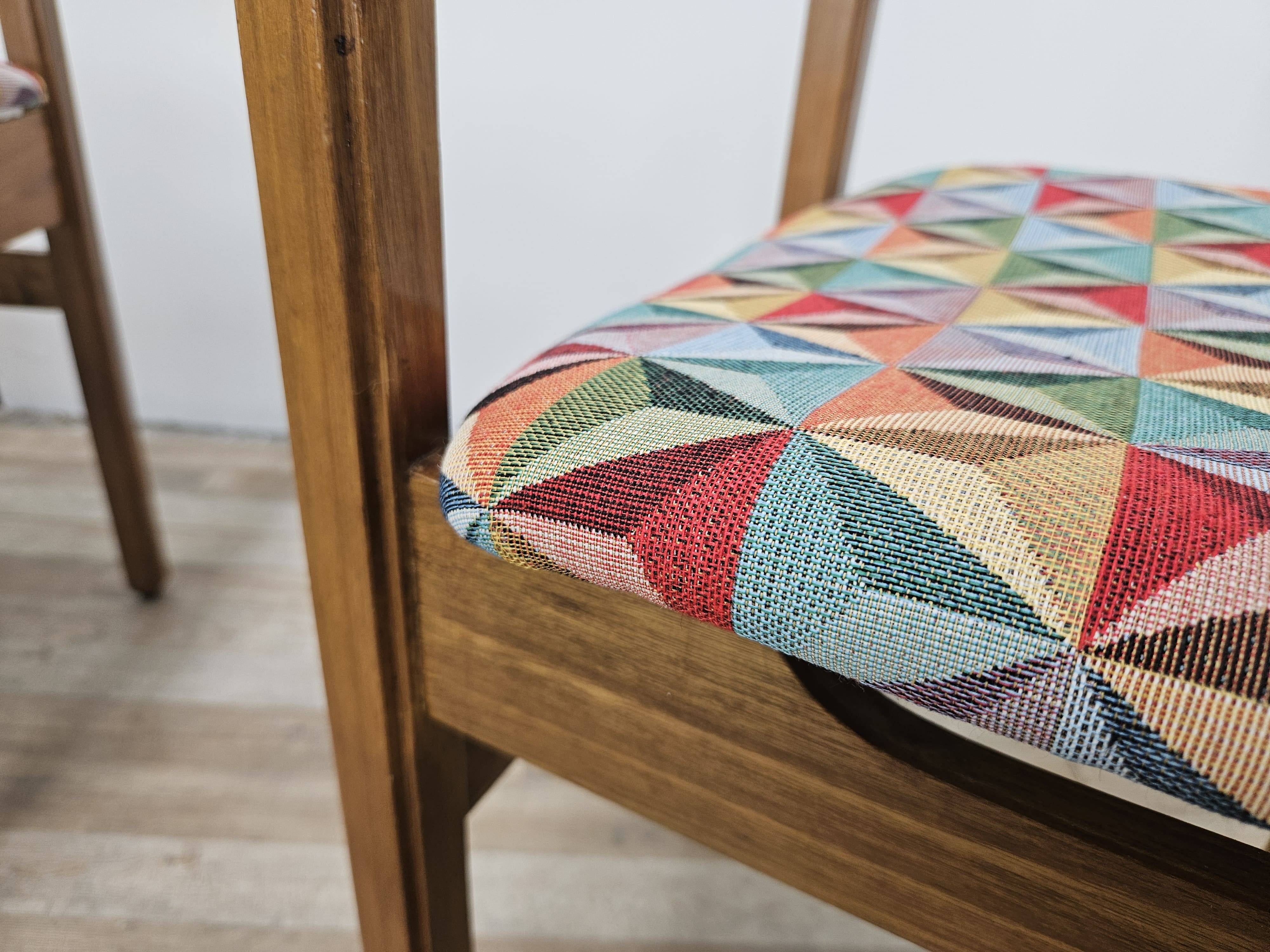 Chaises de salle à manger en hêtre des années 1950 avec assise géométrique