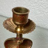 Chiseled brass cobra candlestick