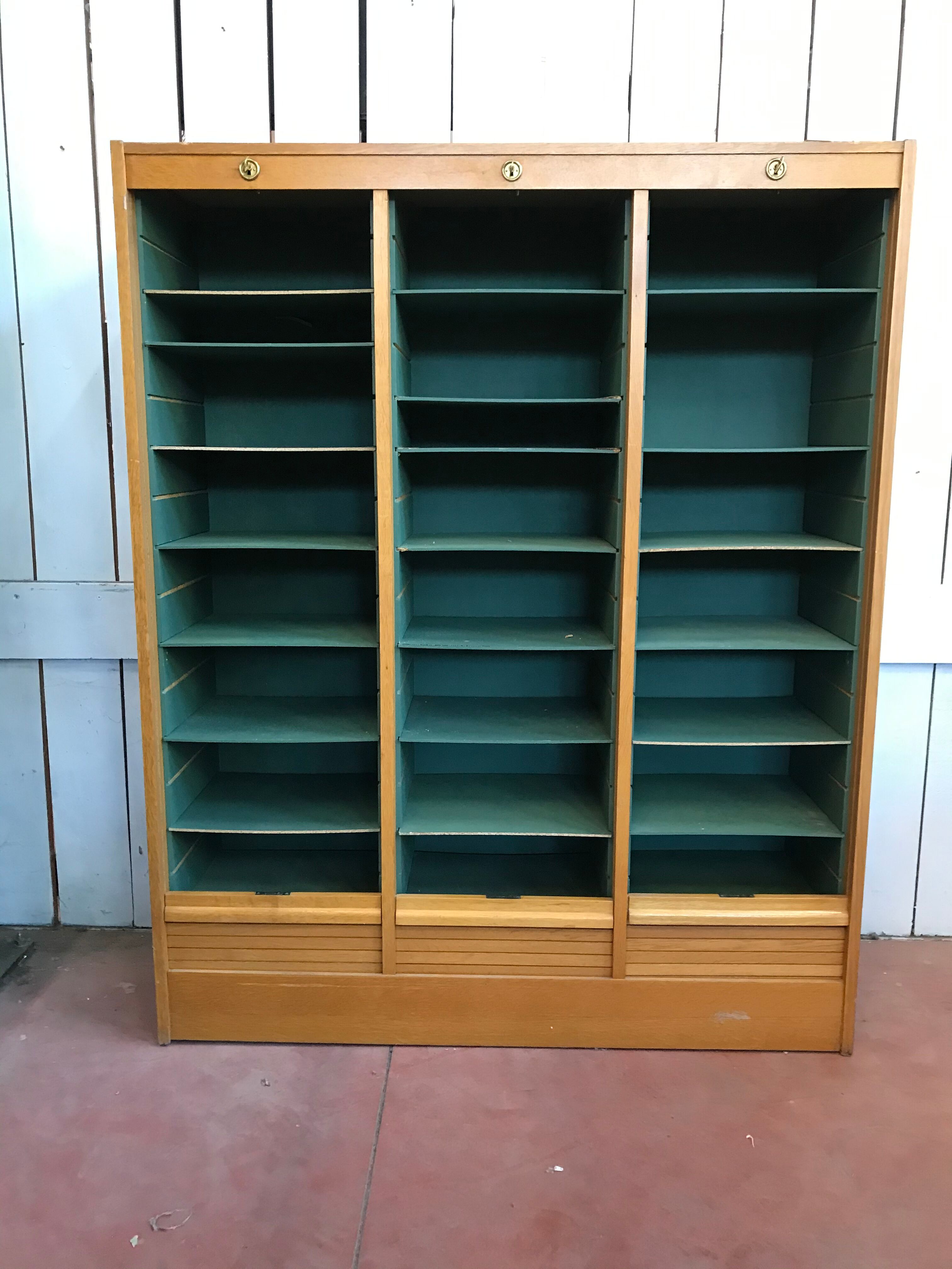 Triple oak notary filing cabinet