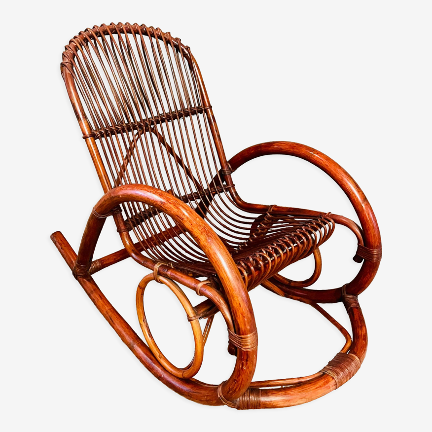 Chaise berçante en rotin vintage | Selency