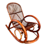Chaise berçante en rotin vintage