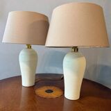 Paire de lampes de table en céramique crème – style danois moderne scandinave