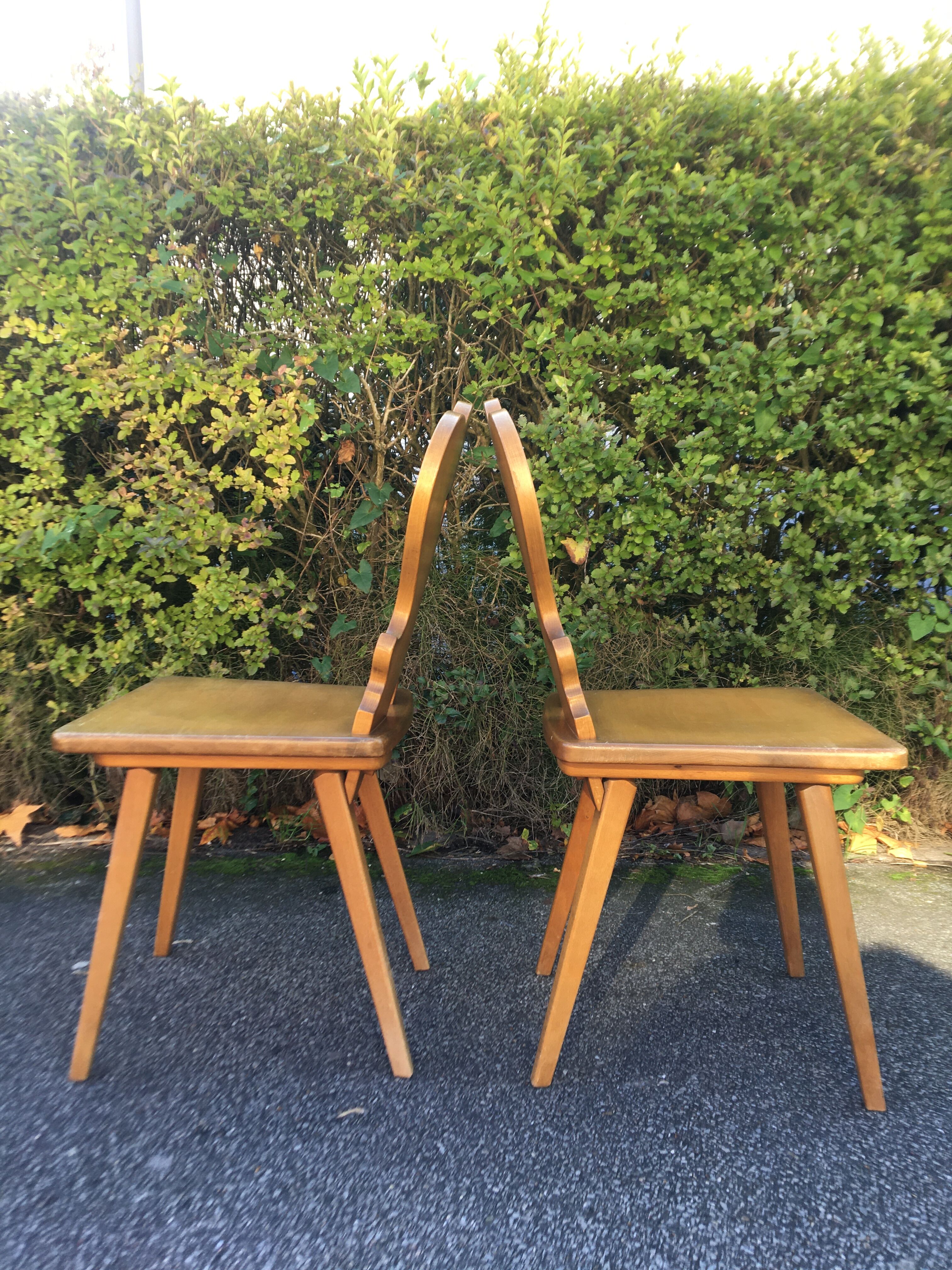 Pair of 70's light wood mountain chairs