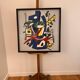 Impression sérigraphique encadrée sur soie, après Fernand Léger, composition moderne du milieu du siècle