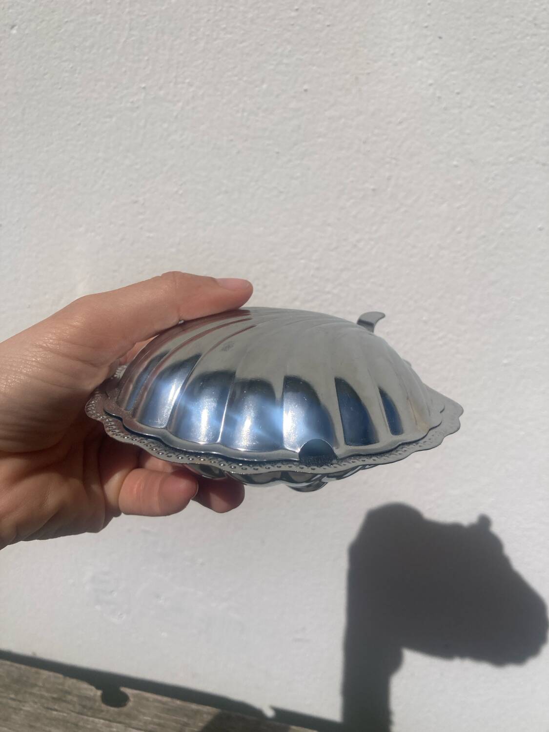 Silver plated butter dish shell 1950