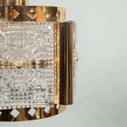 Vintage brass and frosted glass pendant, Vitrika glass pendant.