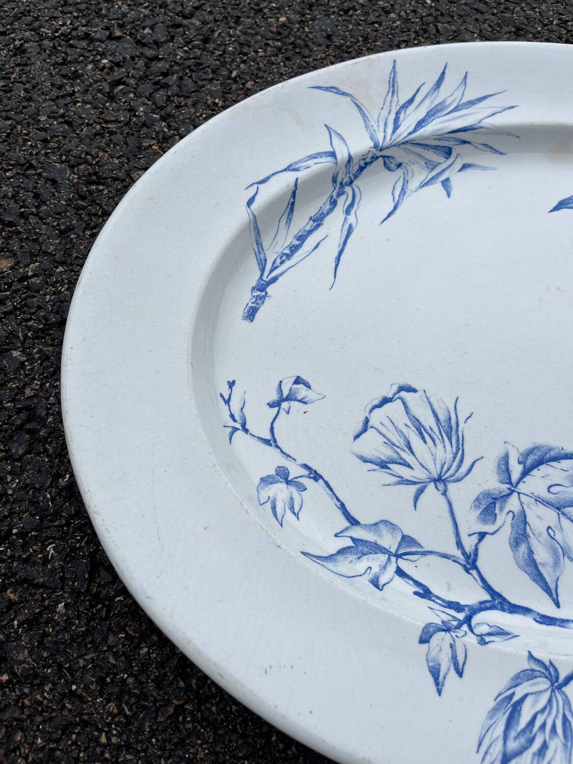 Large 19th century serving dish in English ironstone earthenware NWPCo Burslem "The Cotton Plant"