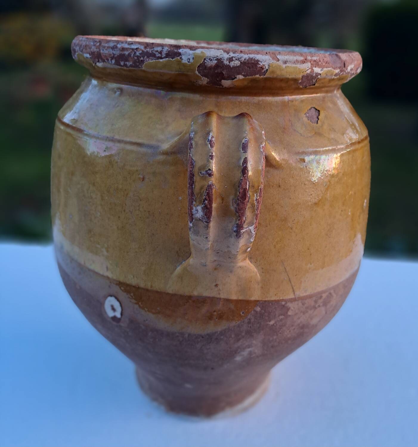 Yellow glazed grease pot 19th century South-West