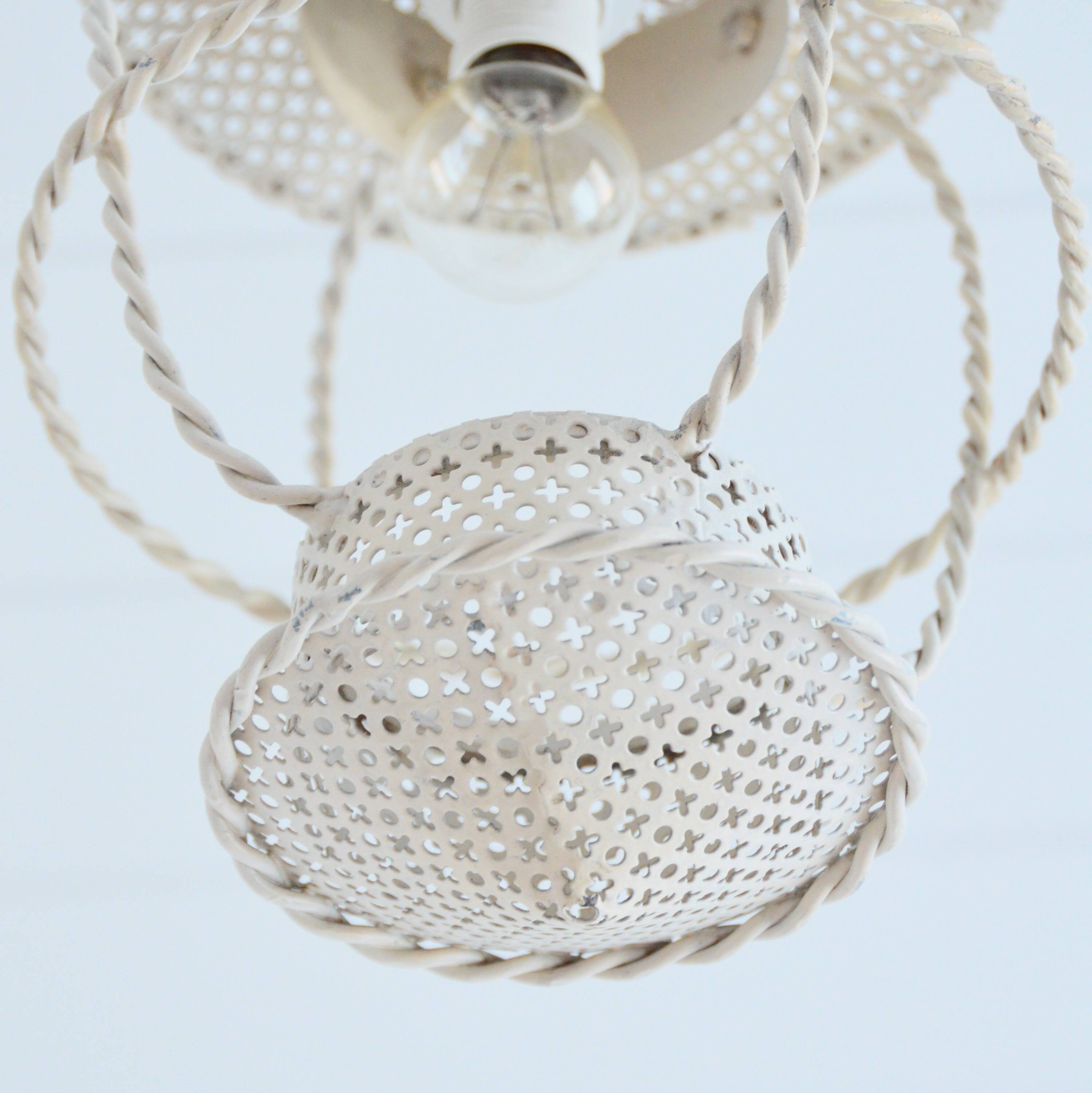 Vintage Mategot  style 1950s Perforated Metal Lantern / Pendant Light
