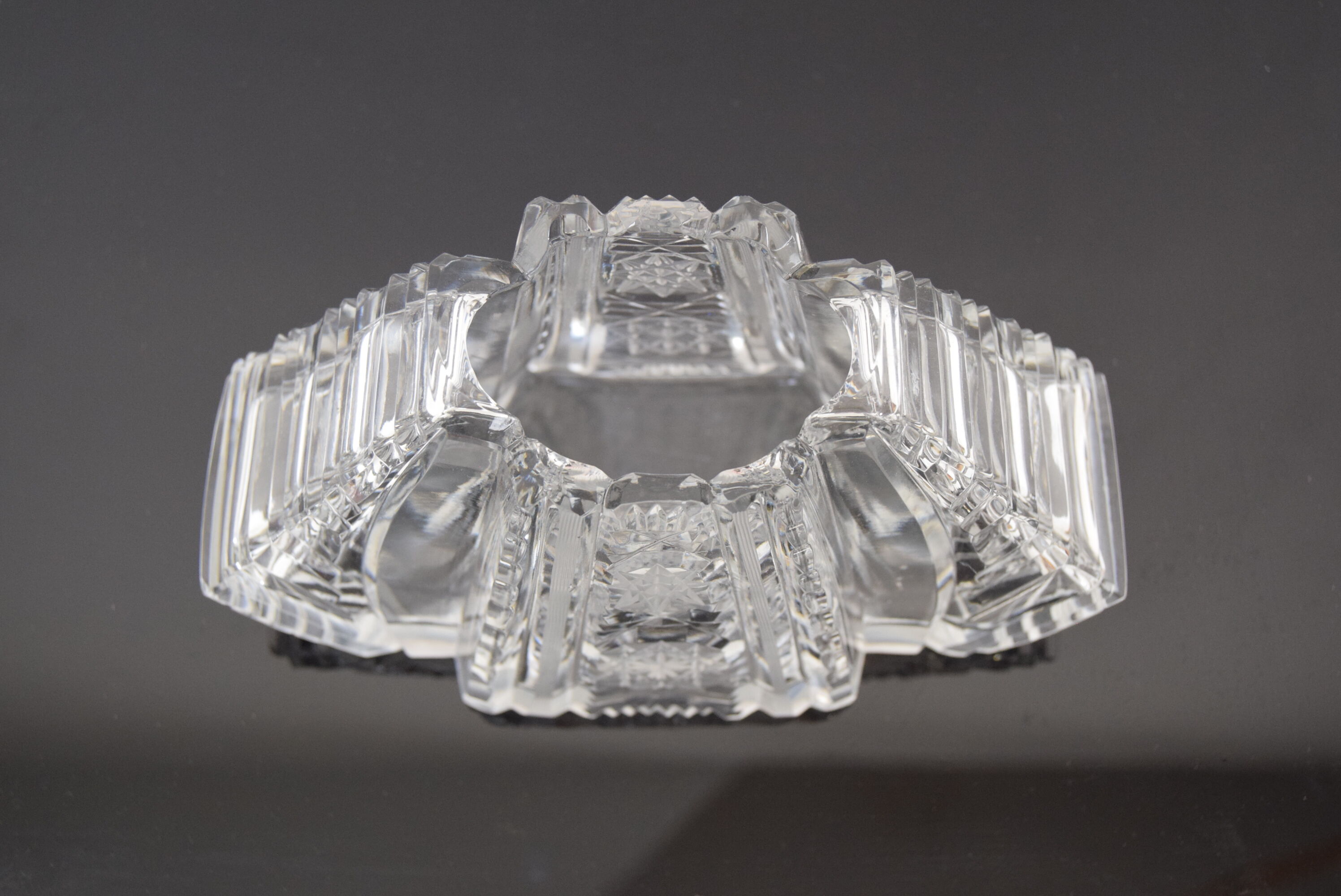 Vintage Cut Crystal Glass Vase, Glasswork Novy Bor, 1950's.