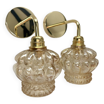Set of 2 gold wall lights