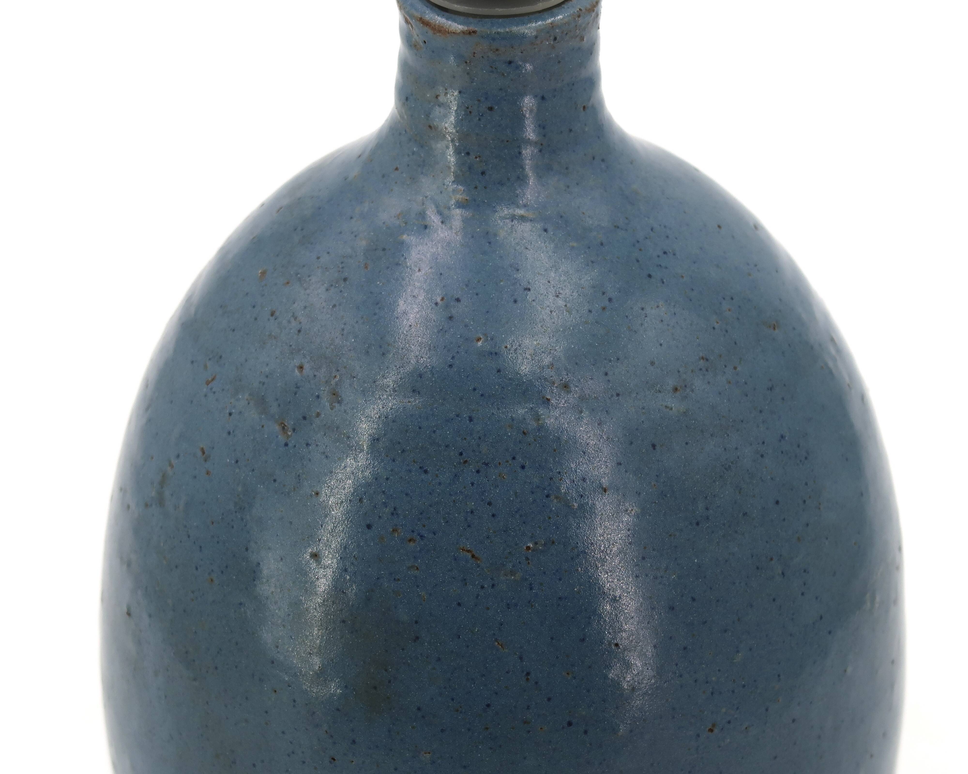 Potter's lamp in blue glazed ceramic, 1970s