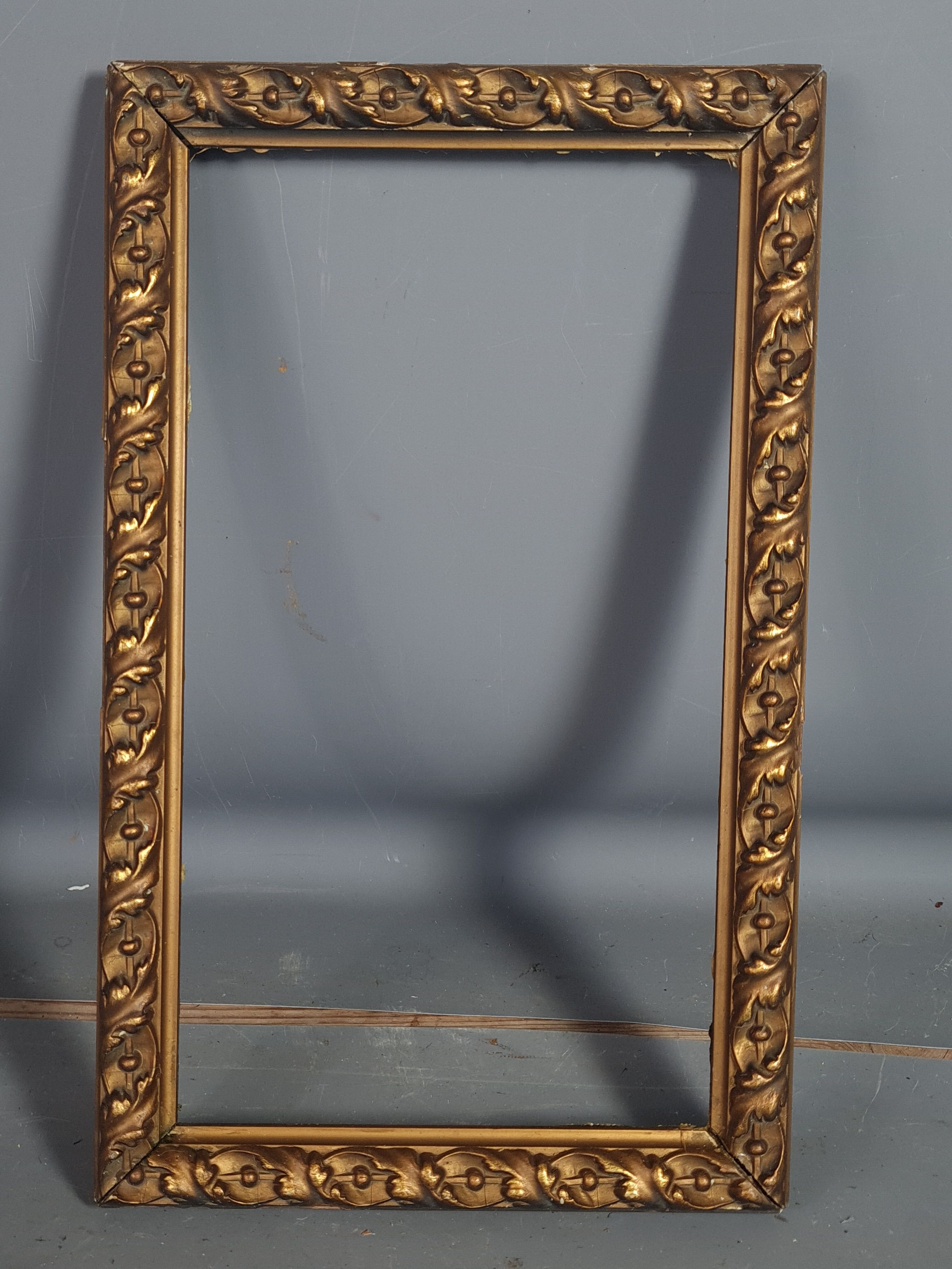 Old frame wood stucco gilded, original 36x22 cm, foliage 32x18 cm