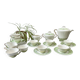 Vintage tea/coffee set in white, green and gold porcelain by SALINS, made in France