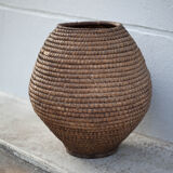Old basket, straw and brabble, woven basket, interior decoration