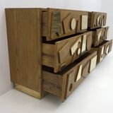 Brutalist Italian Ash Tree and Brass Chests of Drawers, Two