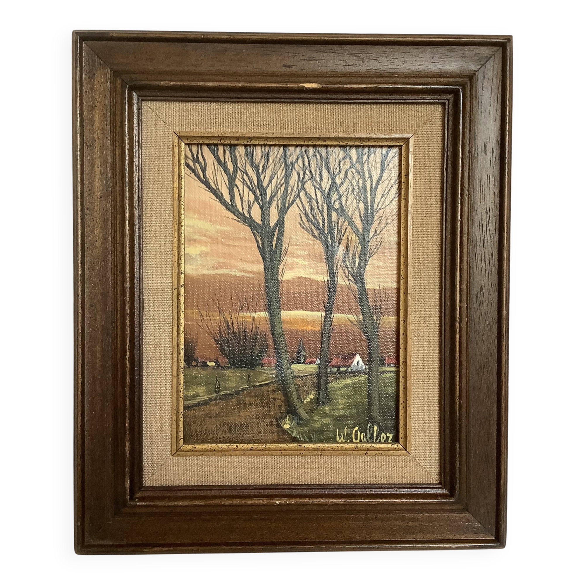 Autumn landscape painting in oil on canvas, signed.
