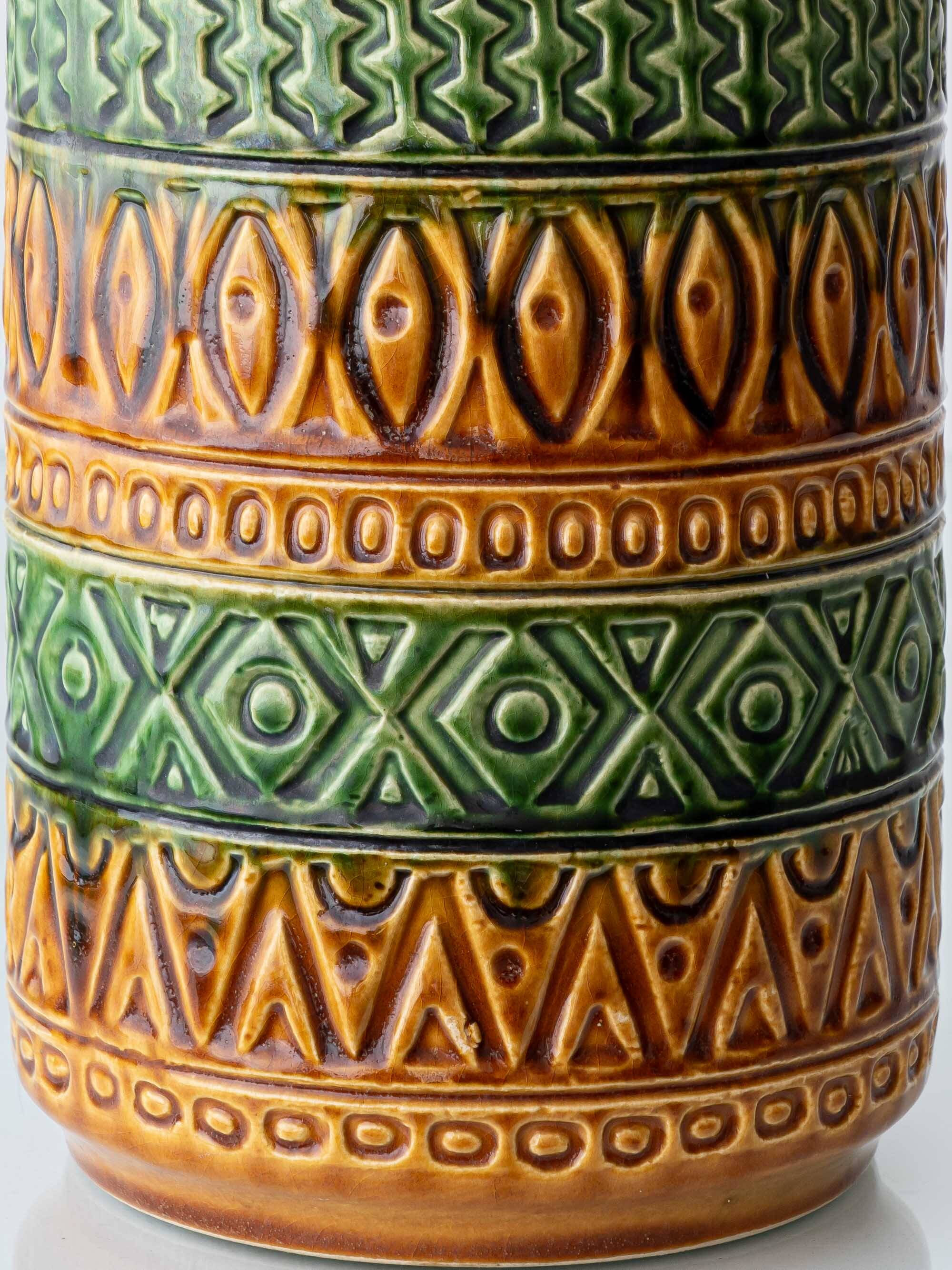 Lampe de table en céramique de style Bitossi des années 1960, émail vert ocre.