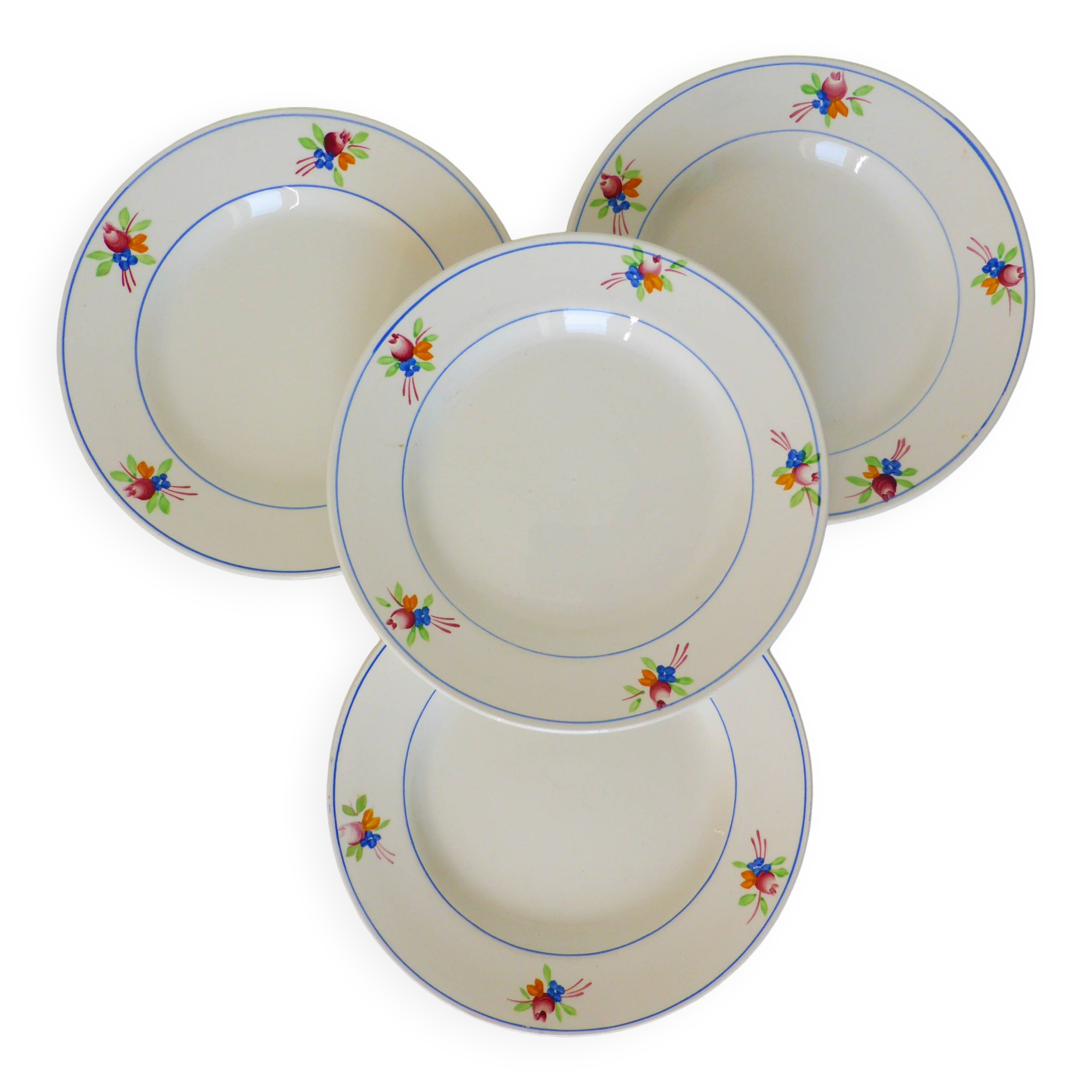 Série de 4 assiettes dessert vintage de la manufacture de Gien Nice 210687