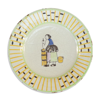 Old plate primavera decoration of woman